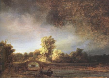 REMBRANDT Harmenszoon van Rijn Landscape with a Stone Bridge (mk33) Spain oil painting art